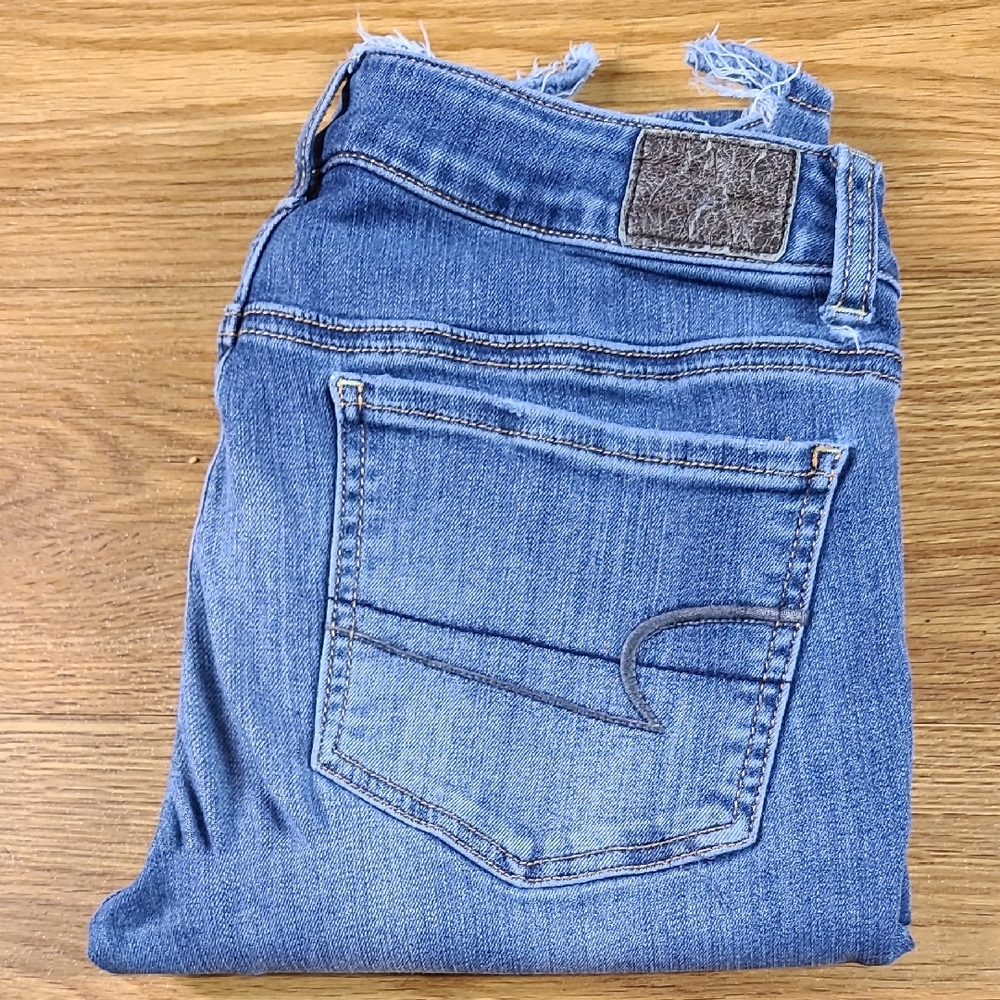AMERICAN EAGLE VINTAGE 6x28 GIRLS WOMEN'S DENIM DISTRESSED STRETCH JEGING JEANS - Picture 7 of 8